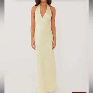 Peppermayo - Heavy Hearted Satin Maxi Dress - Lemon (US 2)